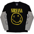 Front - Nirvana Unisex Adult Happy Face Layered Long-Sleeved T-Shirt