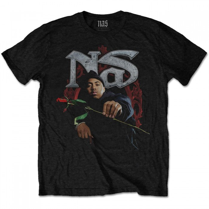 Front - Nas Unisex Adult Red Rose T-Shirt