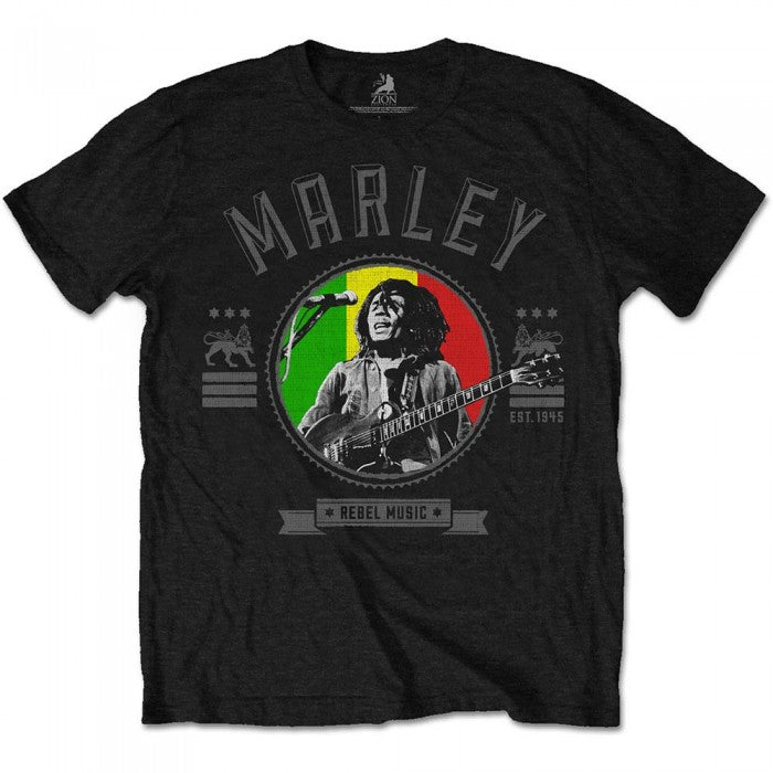 Front - Bob Marley Unisex Adult Rebel Music Seal T-Shirt