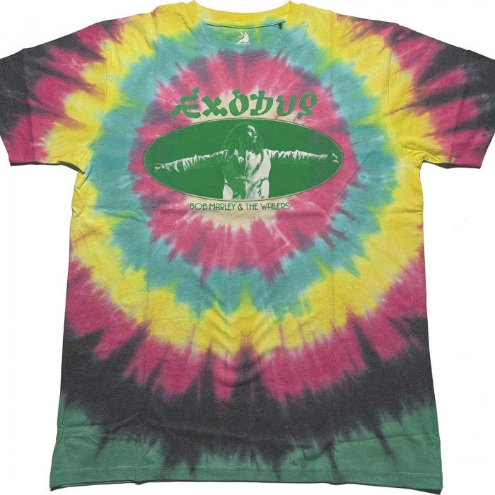 Front - Bob Marley Unisex Adult Exodus Oval Tie Dye T-Shirt