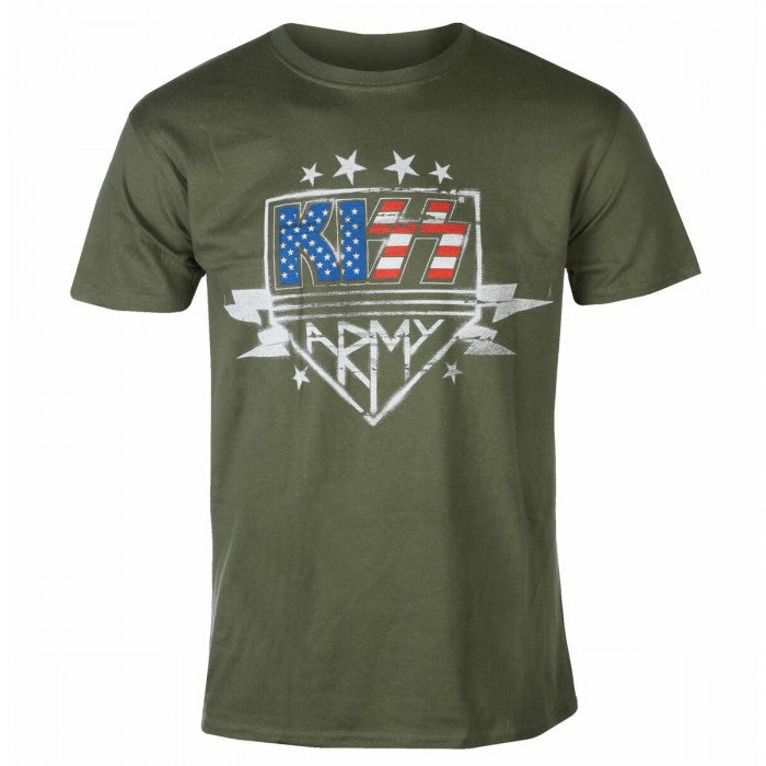 Front - Kiss Unisex Adult Army Lightning Cotton T-Shirt