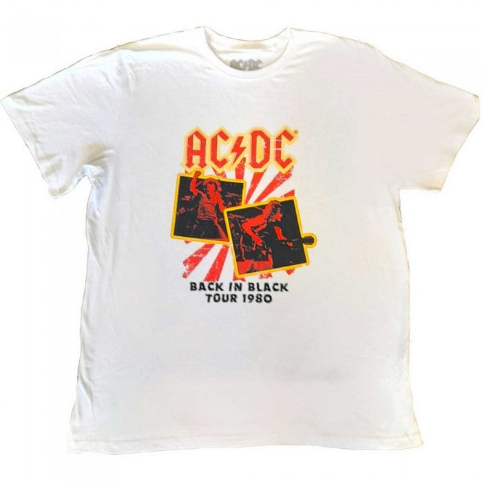 Front - AC/DC Unisex Adult Back in Black Tour 1980 Plus T-Shirt
