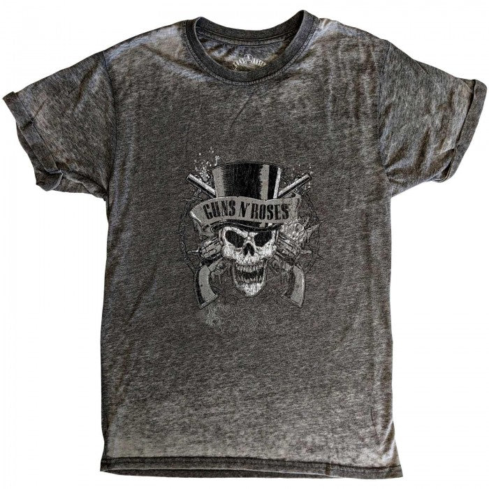 Front - Guns N Roses Unisex Adult Faded Skull Burnout T-Shirt