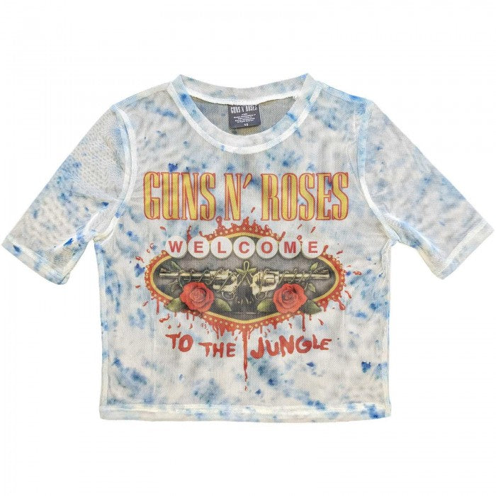 Front - Guns N Roses Womens/Ladies Welcome To The Jungle LV Mesh Crop Top