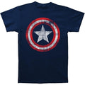 Front - Captain America Unisex Adult Distressed Shield Cotton T-Shirt