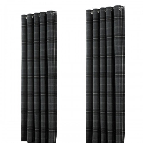 Front - Riva Home Aviemore Checked Pattern Ringtop Curtains