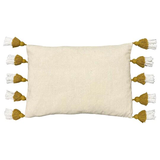 Ochre Yellow - Back - Furn Rainbow Tufted Tassel Cushion Cover