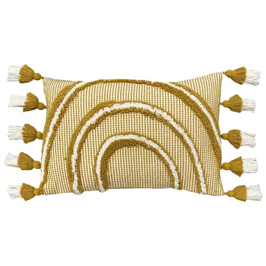 Ochre Yellow - Front - Furn Rainbow Tufted Tassel Cushion Cover