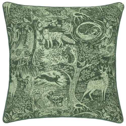 Front - Furn Winter Woods Chenille Animals Cushion Cover