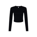 Front - Bella + Canvas Womens/Ladies Plain Micro-Rib Long-Sleeved Crop Top