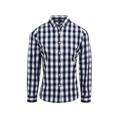 Front - Premier Womens/Ladies Mulligan Checked Long-Sleeved Shirt