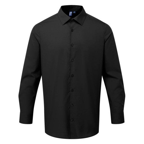 Front - Premier Mens Poplin Long-Sleeved Formal Shirt