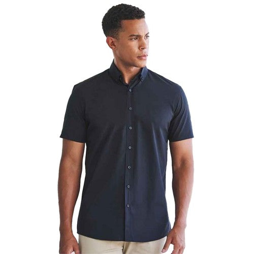 Black - Front - Henbury Mens Cotton Feel CoolPlus Short-Sleeved Shirt