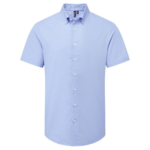 Steel Grey - Front - Premier Mens Supreme Oxford Short-Sleeved Formal Shirt