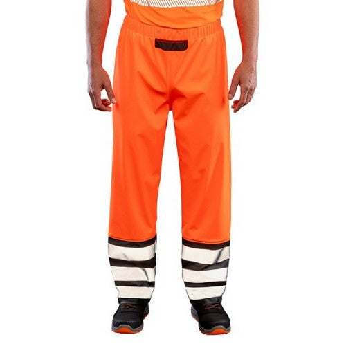 Fluorescent Orange - Front - Result Genuine Recycled Unisex Adult Prism Heavy Duty Hi-Vis Trousers