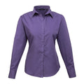 Front - Premier Womens/Ladies Poplin Long Sleeve Blouse / Plain Work Shirt