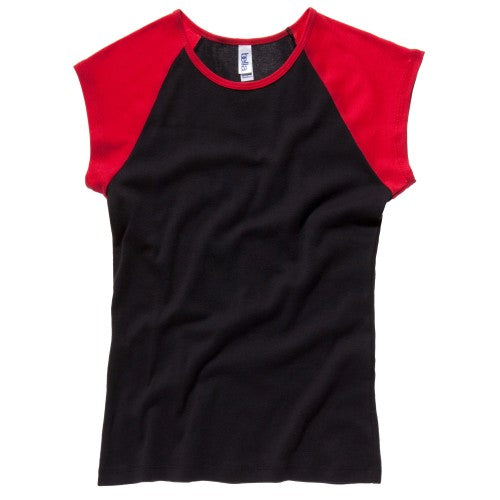 Front - Bella + Canvas Womens/Ladies Baby Rib Cap Sleeve Contrast T-Shirt