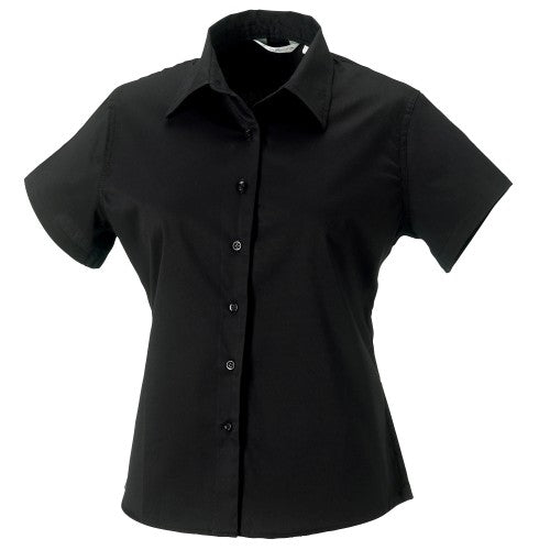 Front - Russell Collection Womens/Ladies Short Sleeve Classic Twill Shirt
