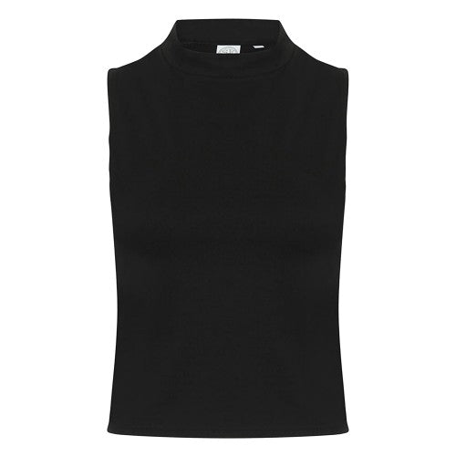 Front - Skinni Fit Womens/Ladies High Neck Crop Sleeveless Vest Top