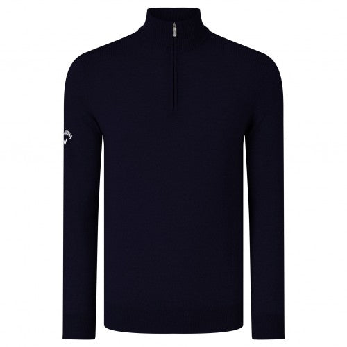 Front - Callaway Mens Ribbed Zip Merino Sweater