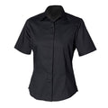 Front - Henbury Womens/Ladies Short Sleeve Oxford Fitted Work Shirt