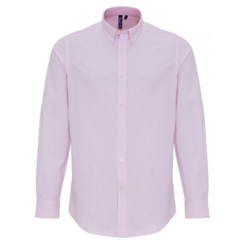 Front - Premier Mens Cotton Rich Oxford Stripe Shirt