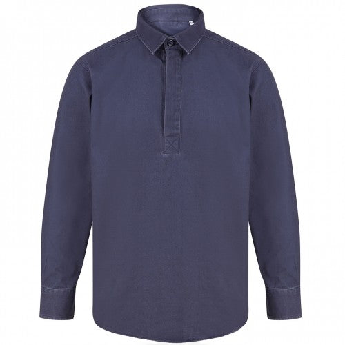 Front - Front Row Mens Pull Over Cotton Drill Shirt