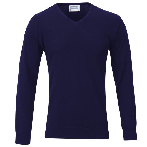 Front - Maddins Mens 14 Gauge V Neck Fully Fashioned Jumper / Sweatshirt