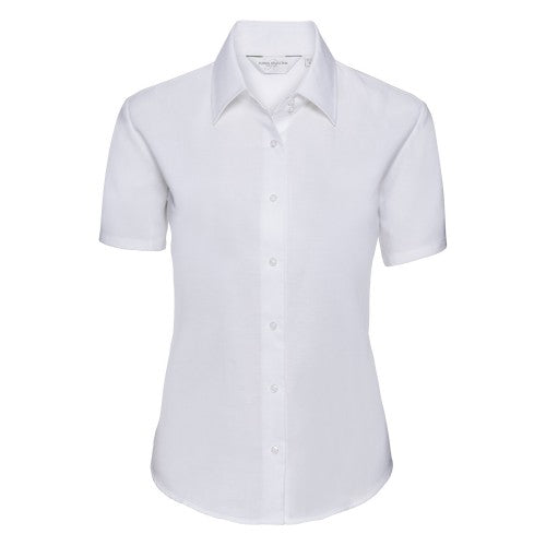 Front - Russell Collection Womens/Ladies Oxford Tailored Short-Sleeved Shirt