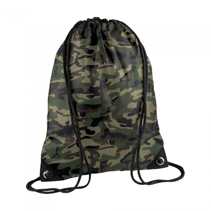 Front - Bagbase Premium Camouflage Drawstring Bag