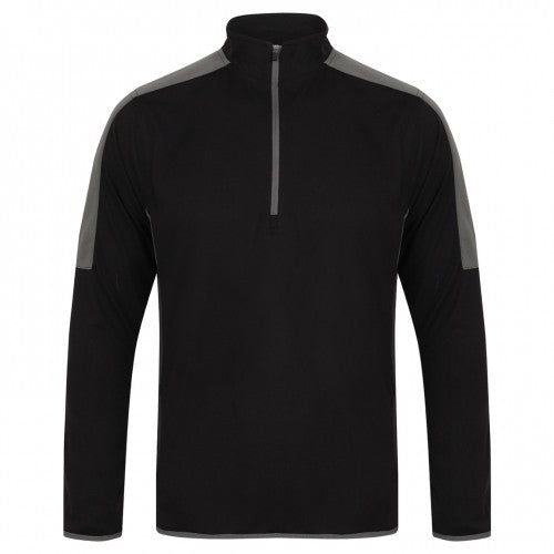 Front - Finden & Hales Mens Contrast Panel Quarter Zip Midlayer