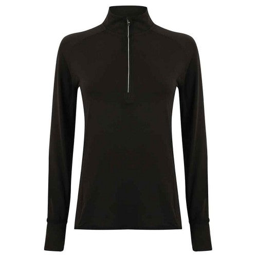 Front - Tombo Womens/Ladies Performance Quarter Zip Long-Sleeved Top