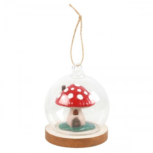 Front - Something Different Glass Mushroom House Hanging Decoration