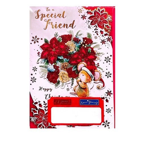 Front - Simon Elvin Special Friend Mouse Christmas Card (Pack of 6)