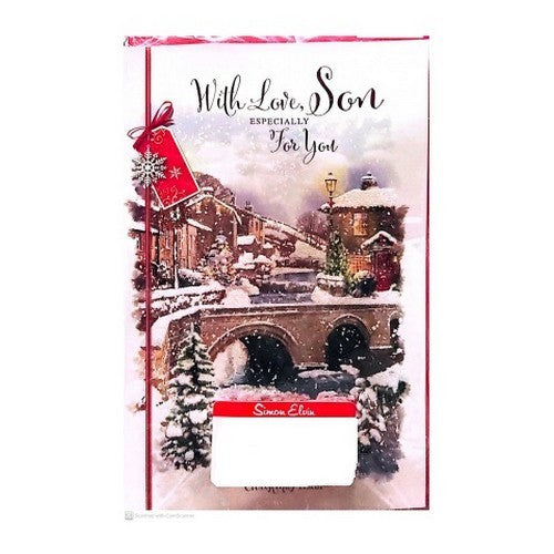Front - Simon Elvin With Love Son Snowy Christmas Card (Pack of 6)