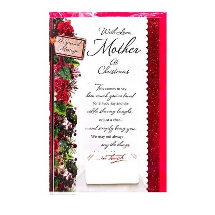 Front - Simon Elvin With Love Mother Flowers Christmas Card (Pack of 6)