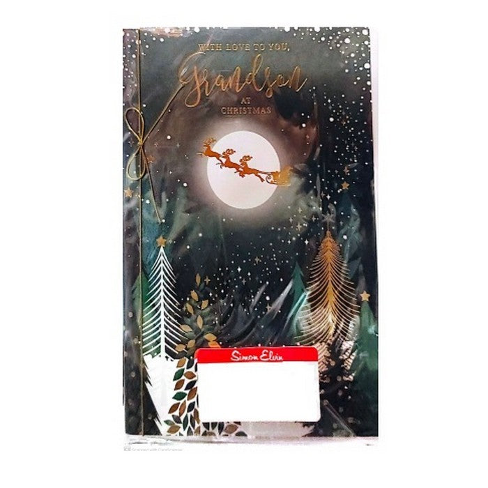 Front - Simon Elvin With Love Of You Grandson Moon Christmas Greetings Card (Pack of 6)