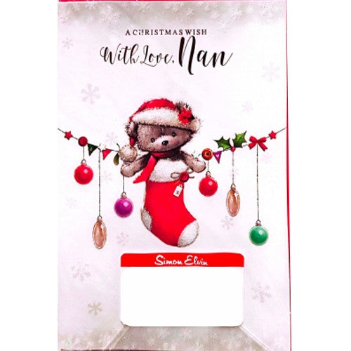 Front - Simon Elvin With Love Nan Banner Christmas Card (Pack of 6)
