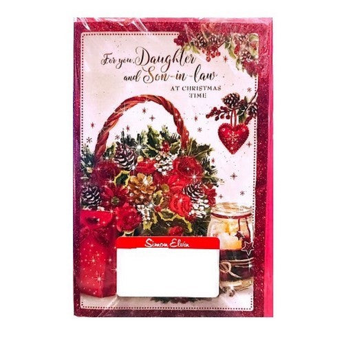 Front - Simon Elvin For You Daughter And Son In Law Floral Christmas Card (Pack of 6)