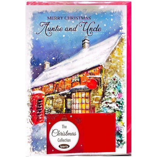 Front - Simon Elvin Merry Christmas Auntie And Uncle Greetings Card (Pack of 12)