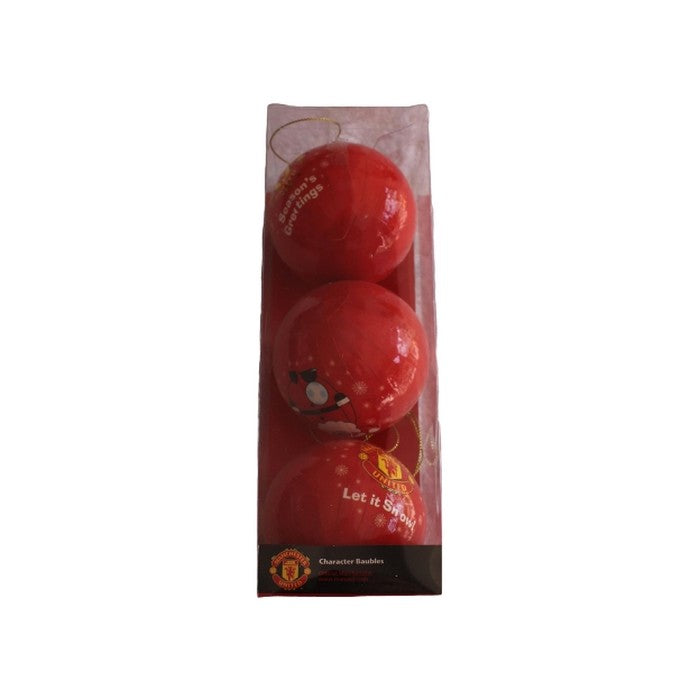 Front - Manchester United FC Crest Christmas Bauble (Pack of 3)