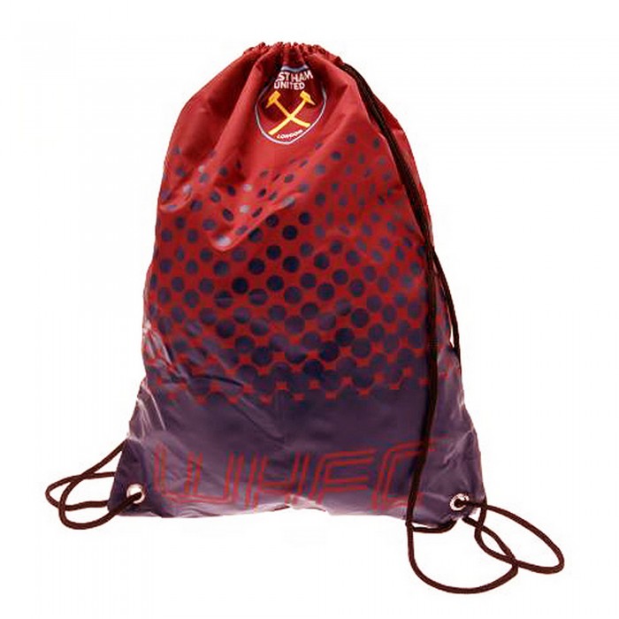 Front - West Ham FC Official Fade Football Crest Drawstring Sports/Gym Bag