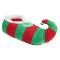 Front - Adults Unisex Striped Elf Design Novelty Christmas Slippers