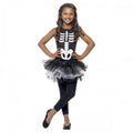 Front - Smiffys Girls Skeleton Costume Tutu Dress