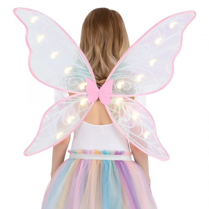 Front - Smiffys Girls Light Up Iridescent LED Fairy Wings (Batteries Included)