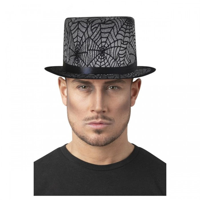 Front - Smiffys Unisex Adult Spider Web Top Hat