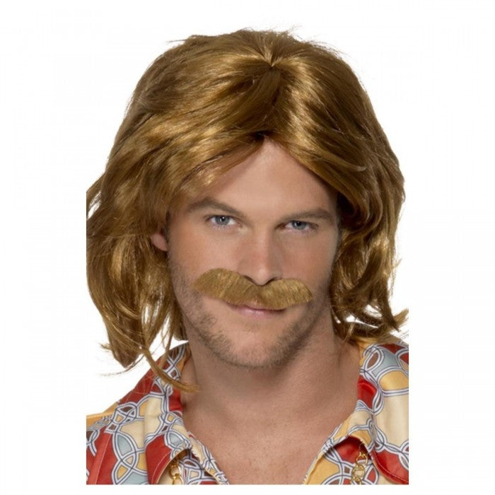 Front - Smiffys Mens 70s Super Trouper Wig & Moustache