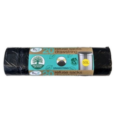Black - Front - Tidyz Plastic Drawstring Bin Bags (Pack Of 20)