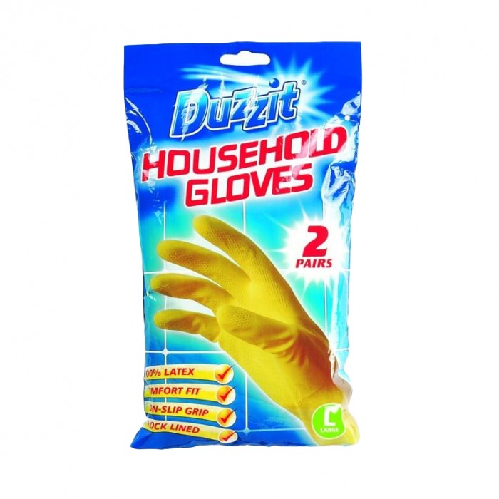 Front - Duzzit Unisex Adult Latex Gloves (Pack of 2)