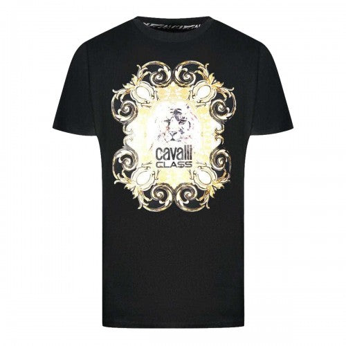 Front - Cavalli Class Mens Tiger Emblem T-Shirt